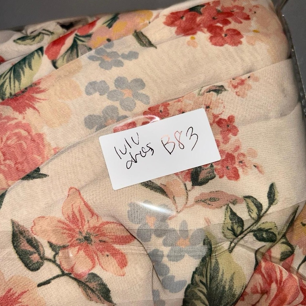 Lulu's Pink and Cream Floral Midi Dress - Picture 9 of 9